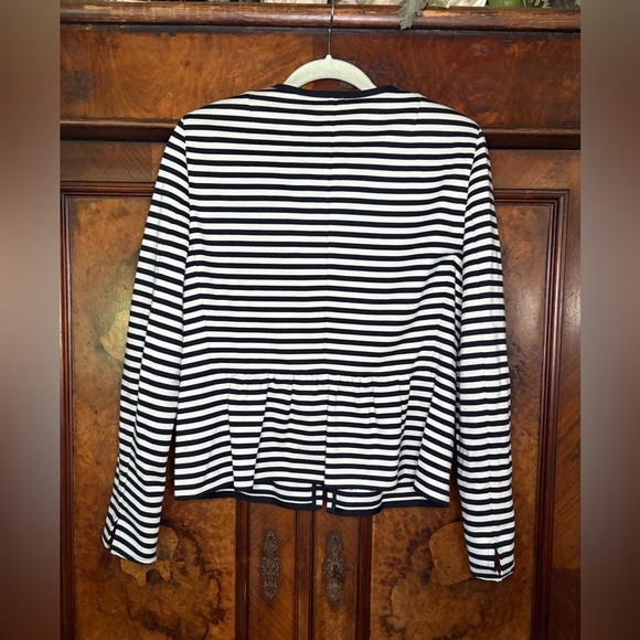 GUC Akris Punto- Striped Peplum Jacket. Size US 10 - Picture 2 of 10
